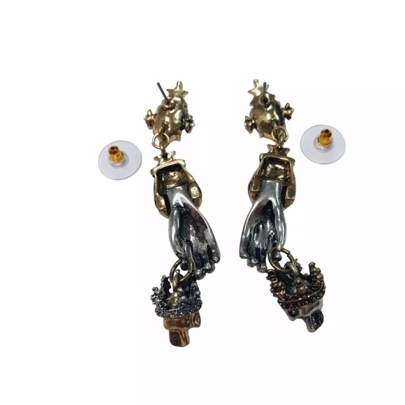 Skull Punk Dangle Earrings Halloween Skeleton Jewelry - Picture 5 of 7